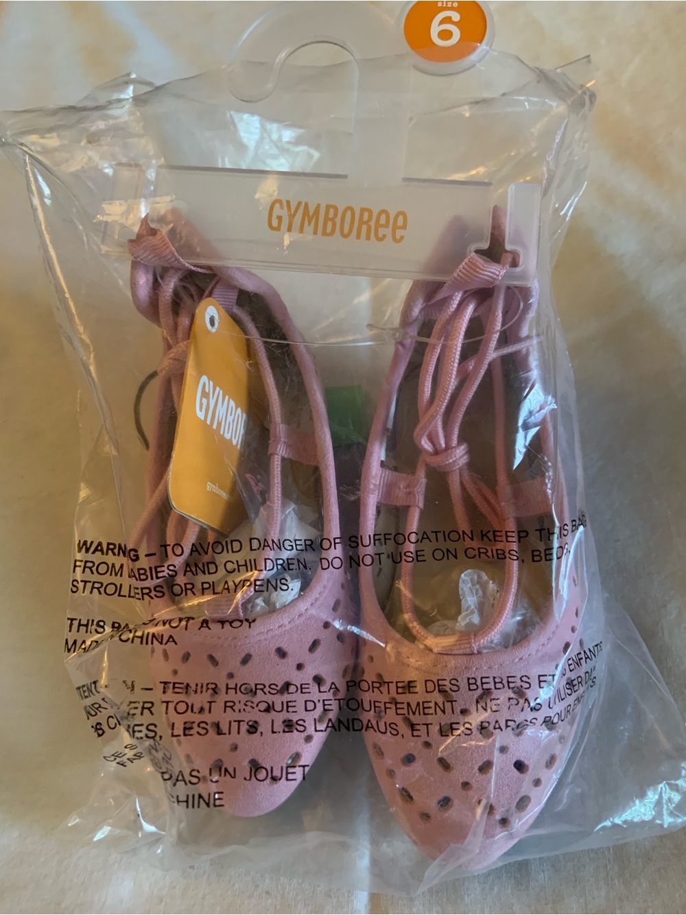 Gymboree Pink Lace Up Flats Shoes girls Size 8